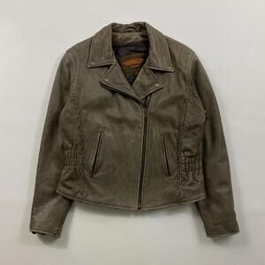 Women’s Y2K Unik Brown Leather Biker Jacket